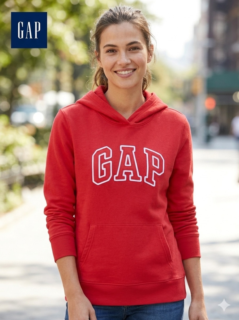 GAP Red Pullover Hoodie with White Logo